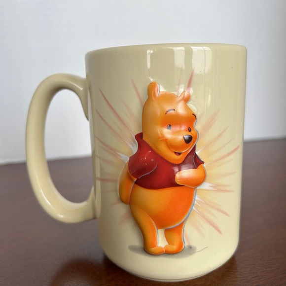 Disney Store Winnie the Pooh 3D Raised Embossed Coffee Mug Honey Yellow - Picture 4 of 8